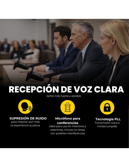 SKP Conference 4 – Sistema Inalámbrico UHF 4 Micrófonos Profesional | 101dB