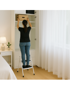 Escalera Plegable 2 Escalones Acero 150 kg Antideslizante -101dB 2