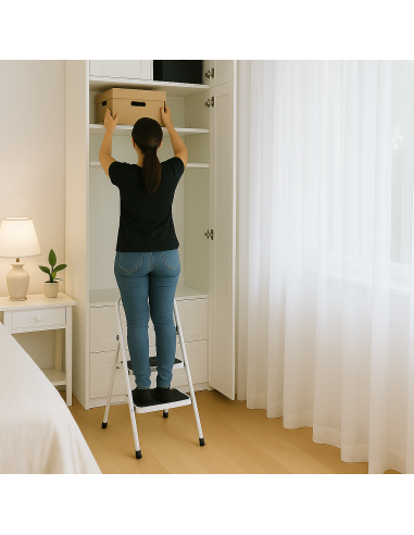 Escalera Plegable 2 Escalones Acero 150 kg Antideslizante -101dB