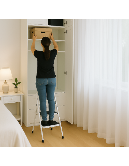 Escalera Plegable 2 Escalones Acero 150 kg Antideslizante -101dB