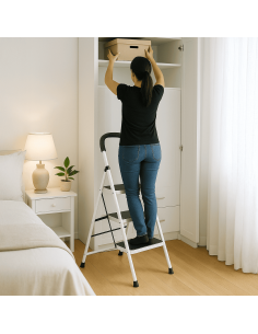 Escalera Plegable 3 Escalones Acero 150 kg Antideslizante -101dB 2