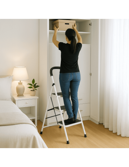 Escalera Plegable 3 Escalones Acero 150 kg Antideslizante -101dB