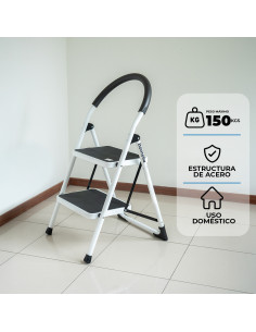 Escalera Plegable 2 Escalones Acero 150 kg Antideslizante -101dB 2