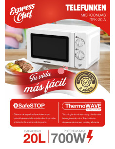 Microondas Telefunken TFK-20A 20L | 101dB 2