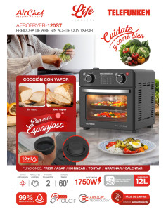 Freidora Aire Telefunken con Vapor Aerofryer 120ST 12Lts | 101dB 2