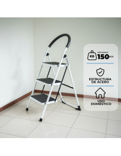 Escalera Plegable 3 Escalones Acero 150 kg Antideslizante -101dB 2