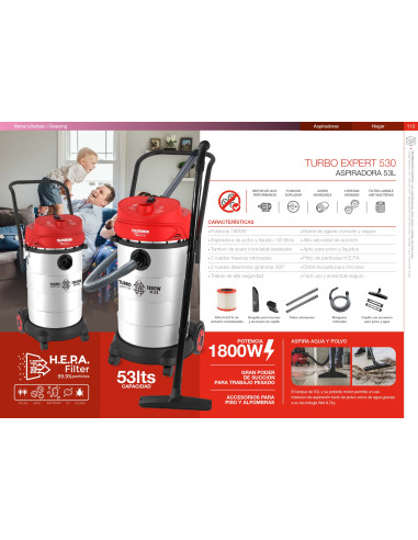 Aspiradora Telefunken Turbo Expert 530 53L | Aspira Agua y Polvo