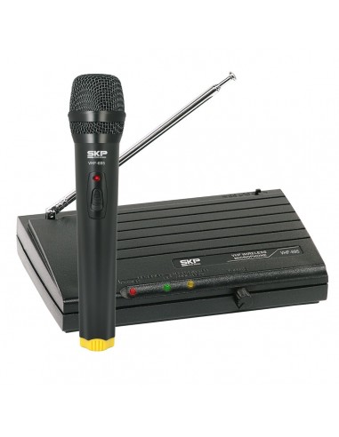 Micrófono Inalámbrico SKP VHF 695 Vocal de Mano Alcance 50m Uso Contínuo 6Hs