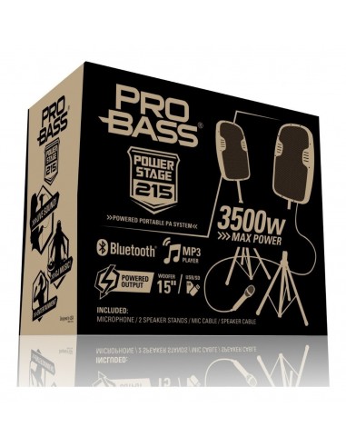 Combo Bafles Probass Powerstage 215 Activo/Pasivo + Mic | 101dB