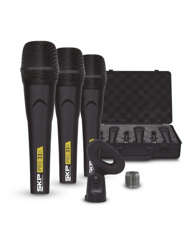 Set x3 Micrófonos Dinámicos SKP PRO-33K Mano | 101dB