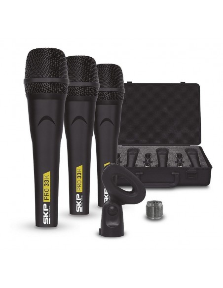 Set x3 Micrófonos Dinámicos SKP PRO-33K Mano | 101dB