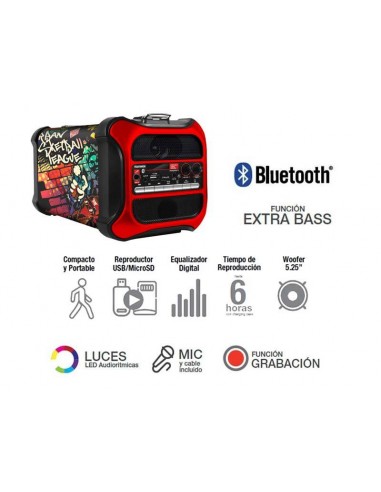 Parlante Portátil Bluetooth Telefunken Transport 5 Mic Leds 30W