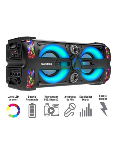 Parlante Portátil Bluetooth Telefunken Neon 25 Led Micrófono 60W