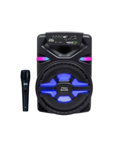 Bafle Portátil Pro Bass Wave-15 Bluetooth Batería 700w Micrófono Luz LED