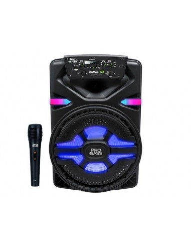 Bafle Portátil Pro Bass Wave-12 Bluetooth Batería 400w Micrófono Luz LED
