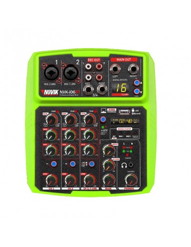 Mixer Consola Novik Nvk-i06bt Green 6 Canales Usb Rec & Play