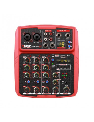 Mixer Consola Novik Nvk-i06bt Red 6 Canales Usb Rec & Play