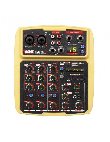 Mixer Consola Novik Nvk-i06bt Yellow 6 Canal Usb Rec & Play