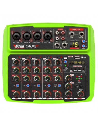 Mixer Consola Novik Nvk-i08bt Green 8 Canales Usb Rec & Play