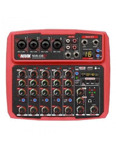 Mixer Consola Novik Nvk-i08bt Red 8 Canales Usb Rec & Play