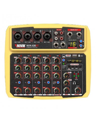 Mixer Consola Novik Nvk-i08bt Yellow 8 Canal. Usb Rec & Play