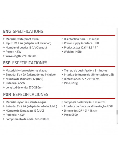 Bolso Sanitizante Targa Uv-700box 12 Led Uv En 3´