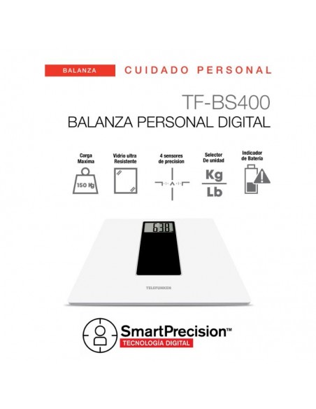 Balanza Digital Personal Telefunken TF-BS400 150Kg Vidrio