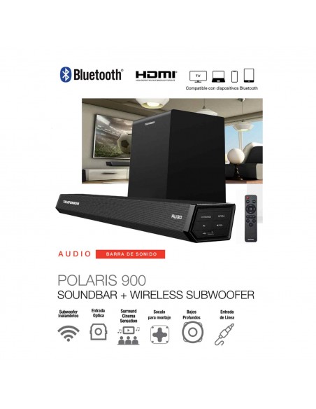 Soundbar Telefunken Polaris 900 | 350W + Subwoofer Wireless