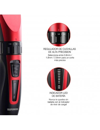 Cortadora de Pelo y Barba Telefunken TF-HC350 | 6 Peines + Cuchillas de Precisión