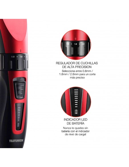 Cortadora de Pelo y Barba Telefunken TF-HC350 | 6 Peines + Cuchillas de Precisión