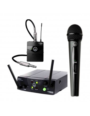 Sistema Micrófono Inalámbrico AKG WMS40 Mini 2 MIX Dual Set Vocalistas Instrumentos Banda US45A/C