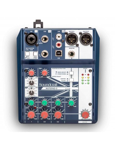 Soundcraft Notepad-5 | Mezclador Analógico Compacto + Interface USB – 101dB